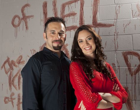 Mary and Scott Poiley on the set of Last Shift